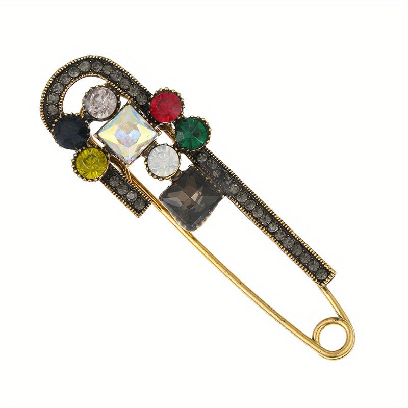 Crystal Safe Pin Brooch Vintage Large Brooch Sweater Brooch