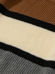 Men's Knitted Block Sweater Casual Crew Neck Pullover