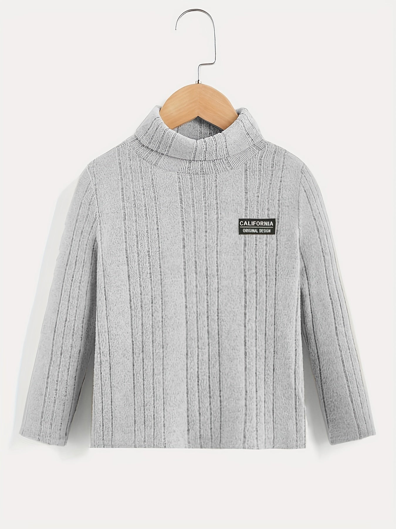 Boys Letter Print Sweater Round Neck Long Sleeve Knit Top
