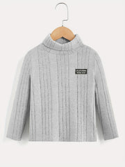 Boys Letter Print Sweater Round Neck Long Sleeve Knit Top