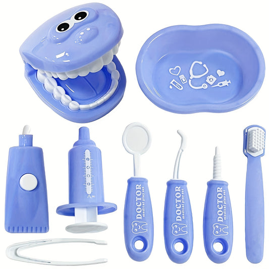 9pcs Plastic Dentist Simulation Game Set Medical Kit Children's Pretend Play Toy