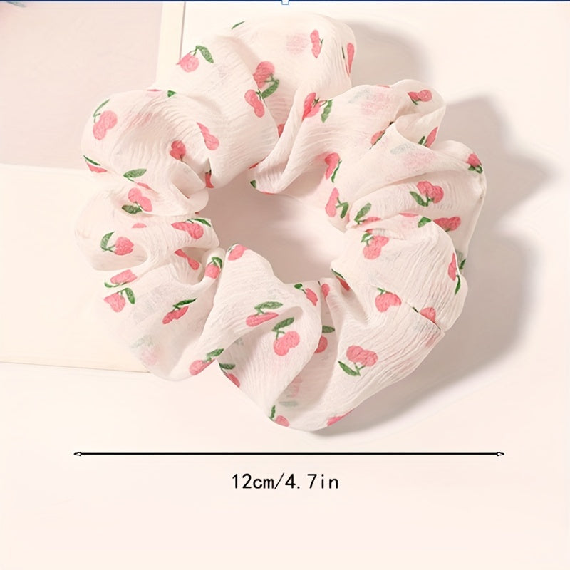 Girls Sweet Cherry Floral Hair Tie Hair Bands Ponytail Holders