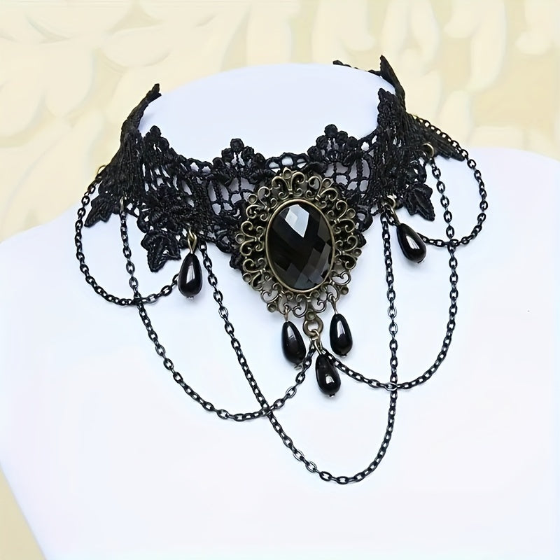 Halloween Vintage Gothic Punk Style Lace Necklace Punk Jewelry