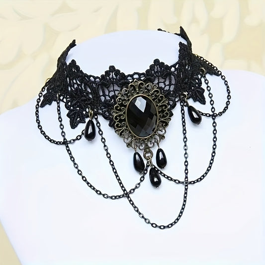 Halloween Vintage Gothic Punk Style Lace Necklace Punk Jewelry