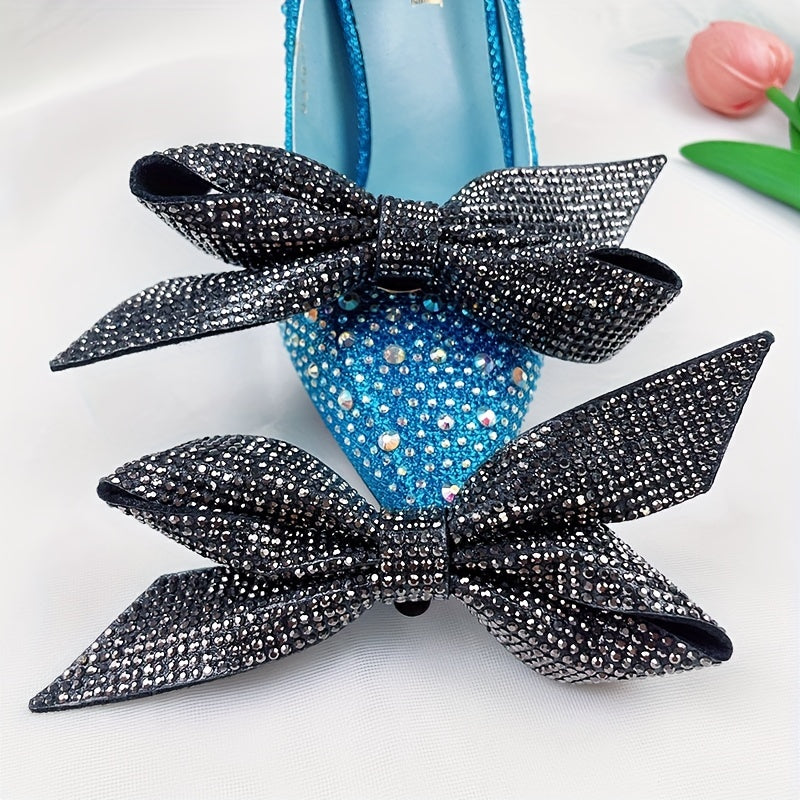 2Pcs Detachable Tie Bow Shoe Buckles for Decoration Ladies Gift