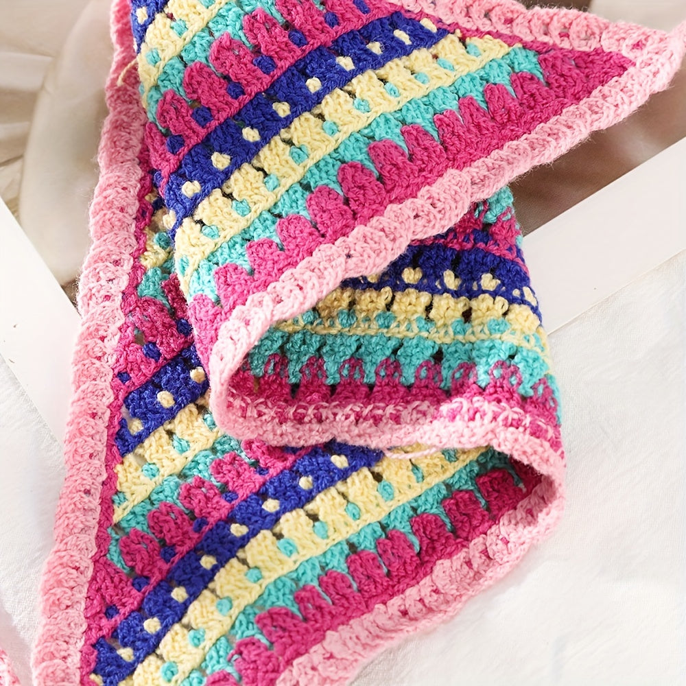 Boho Crochet Flower Bandana Colorful Hair Headscarf Turban