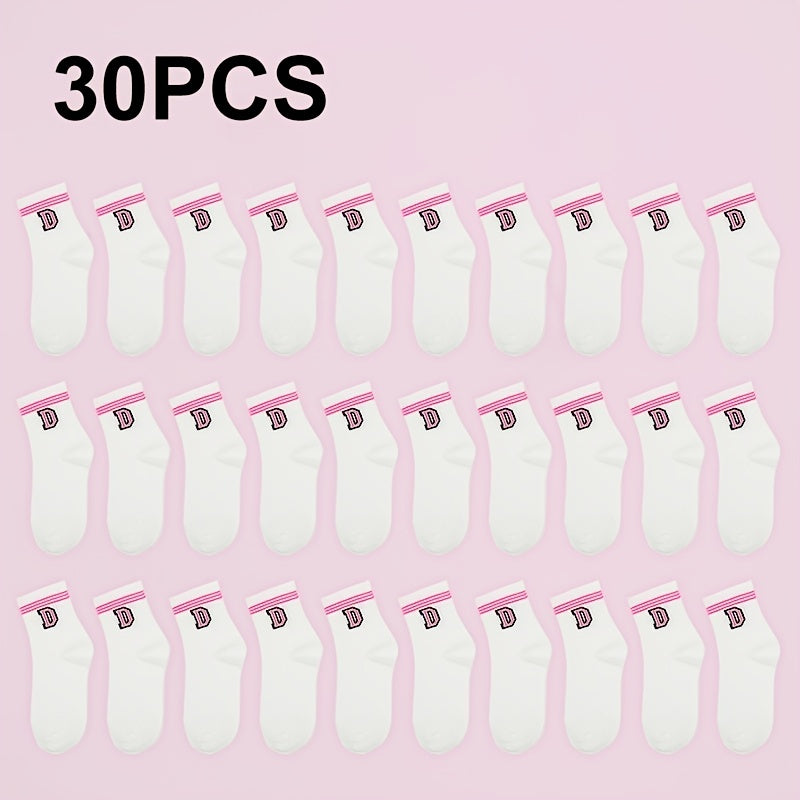10 20 30 Pairs Letter Print Socks Breathable Sports Short Socks Women's Stocking