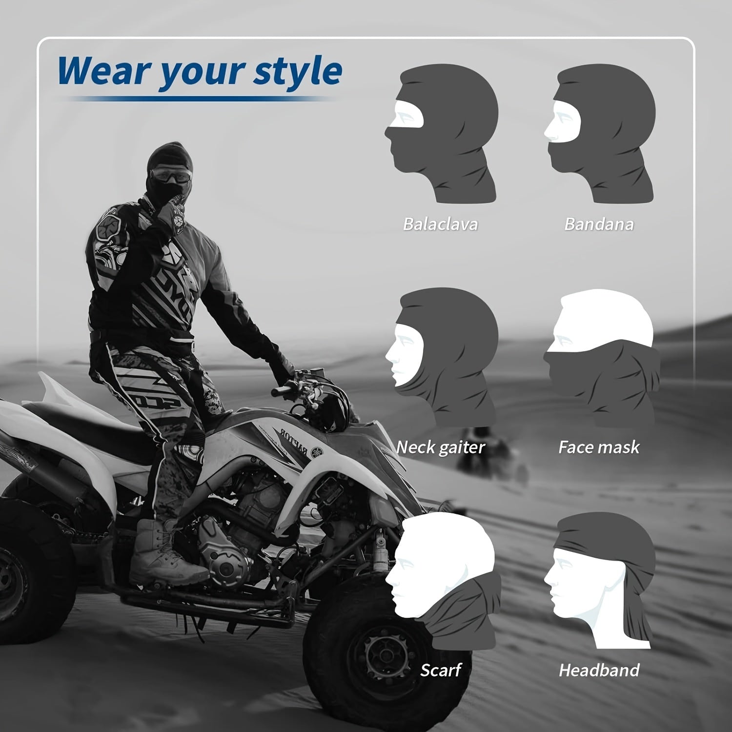 Ski Mask Balaclava Face Mask For Men And Women Motorcycle Helmet Liner