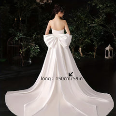 Baroque Style Bridal Train Accessory with Large Bow Knot Polyester Fiber