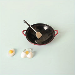 Tiny Dollhouse Kitchen Set with Frying Pan and Eggs - OB11 Compatible