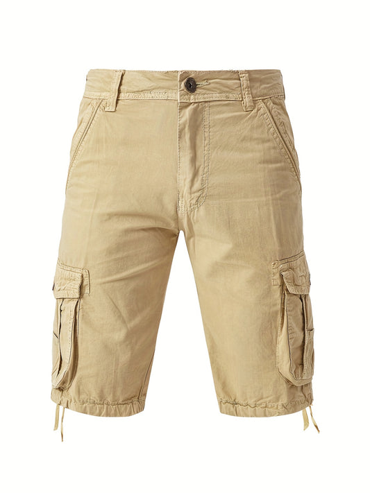 Solid Cotton Men's Cargo Short Pants Lightweight Below Knee Work Outdoors