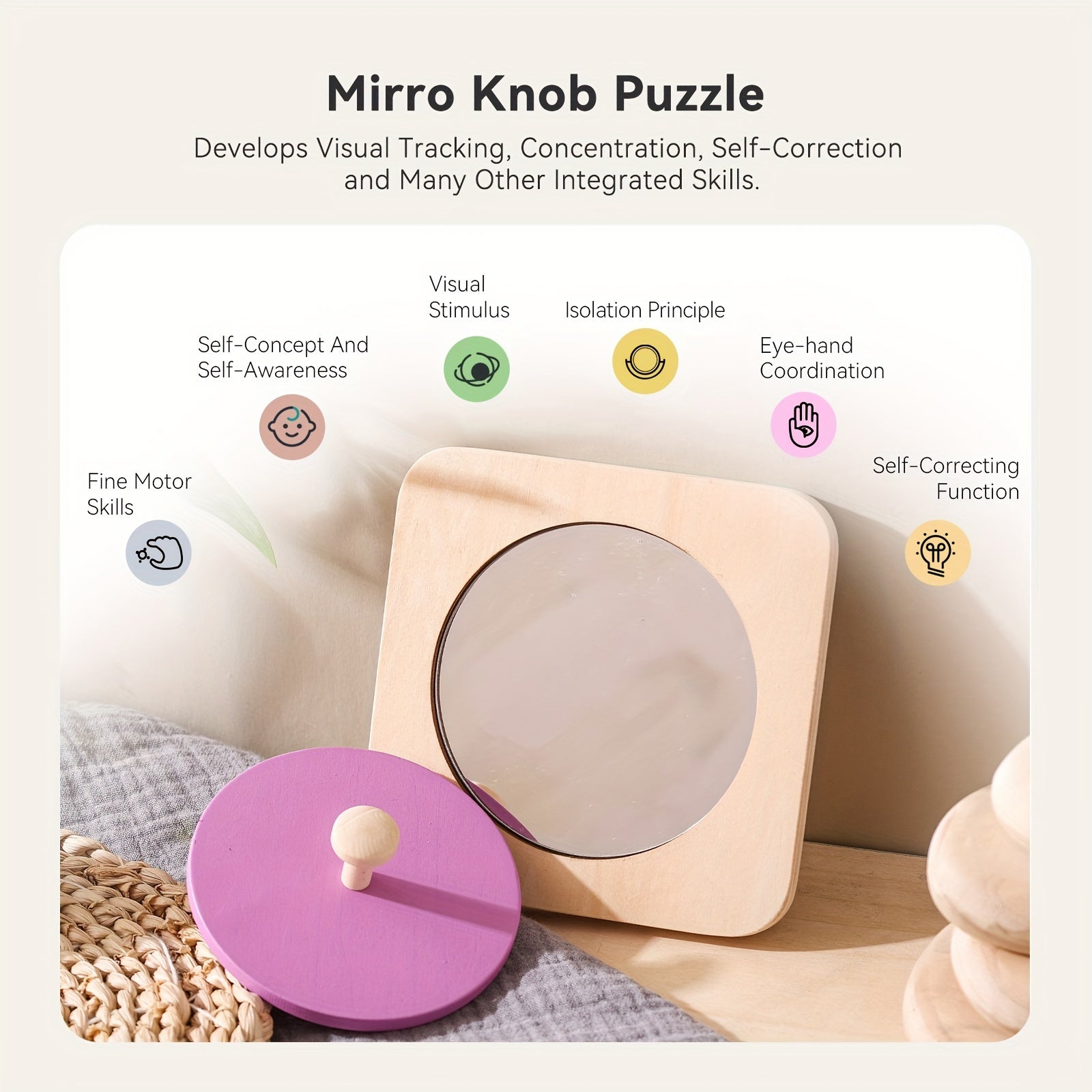 Wooden Geometric Shape Sorting Puzzle Board Purple