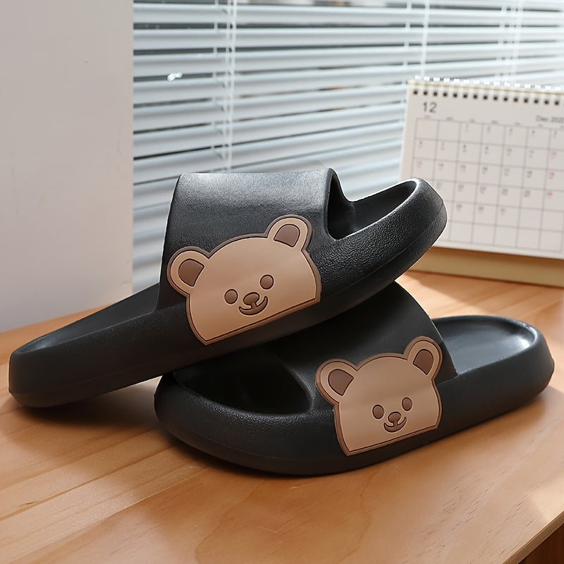 Men's Cloud Slides Cartoon Bear Pattern Lightweight Non Slip Slippers