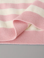 Girls' Stripe & Embroidered Knit Sweater Pullovers