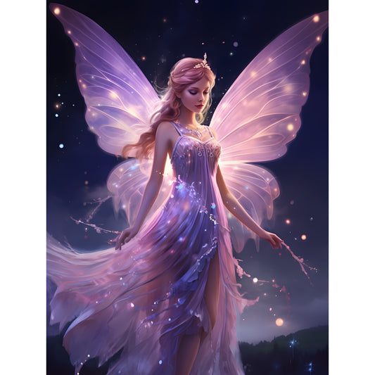 5D Purple Fairy Diamond Painting Kit - 30x40 cm