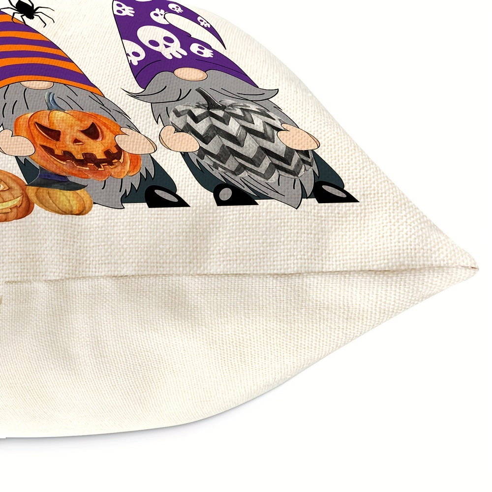 Halloween Pumpkin and Faceless Man Throw Pillow Cover 17.7x17.7in
