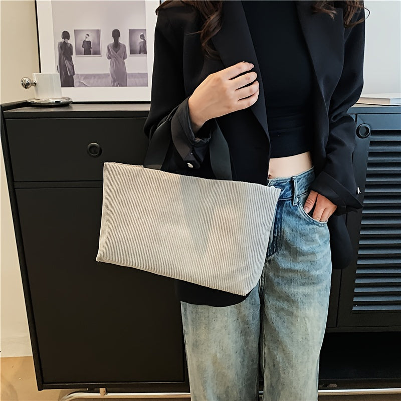 Stylish Solid Tote Bag Retro Style Casual Handbag