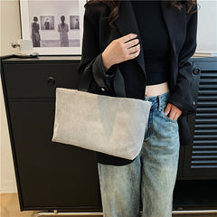 Stylish Solid Tote Bag Retro Style Casual Handbag