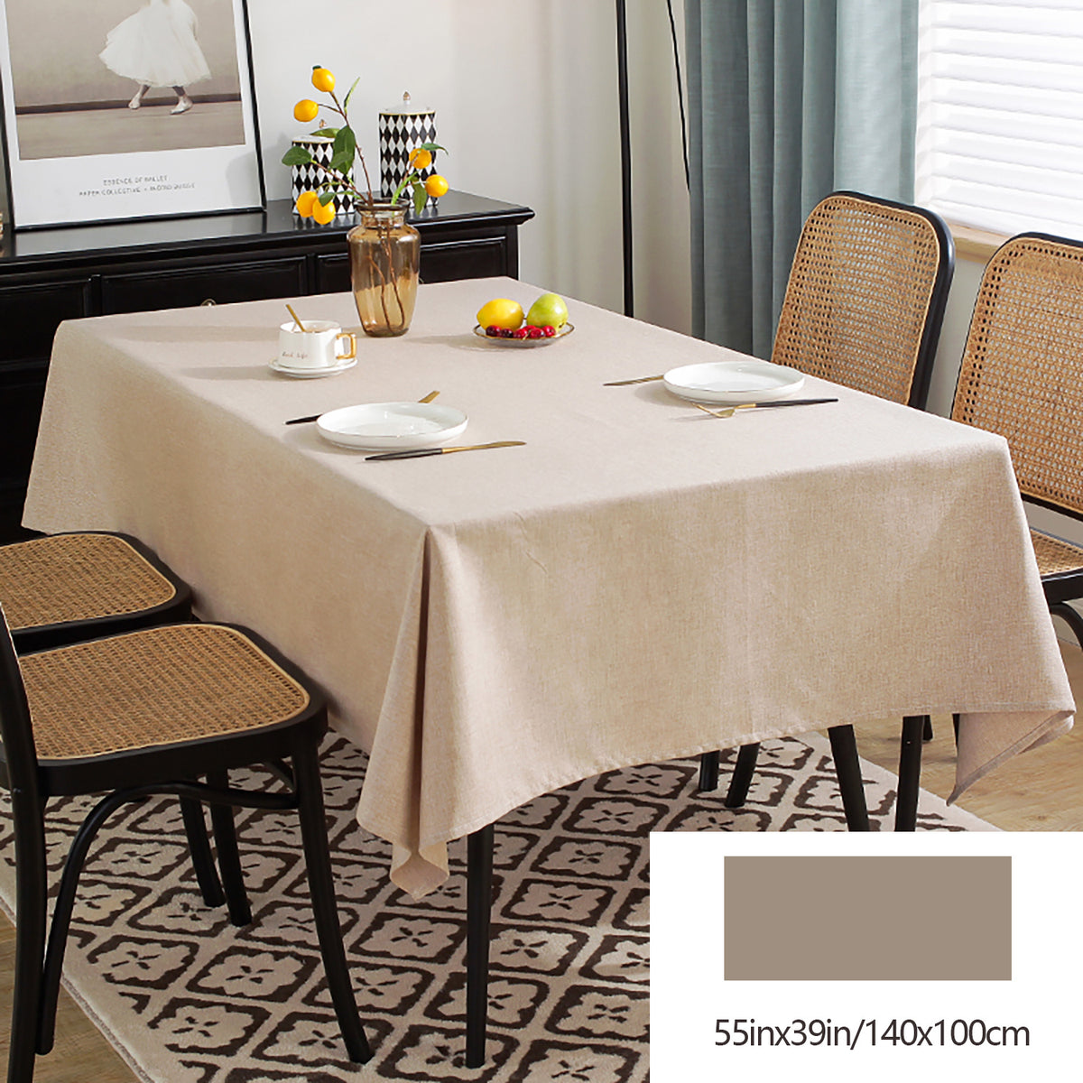 Polyester Tablecloth Cotton And Linen Solid Fabric Table Cover