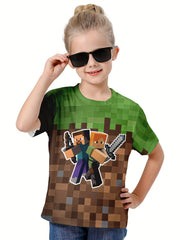 Kids Graphic Game Man T-shirt Short Sleeve Sports Summer Gift 4-14y