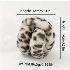 Leopard Print Earmuffs Soft Warm Polyester Brown