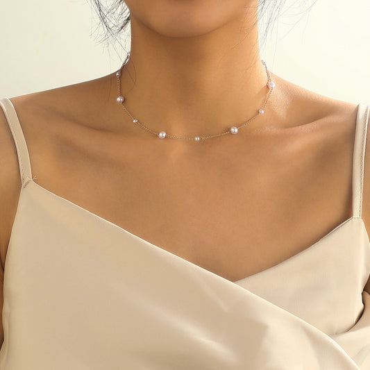 Pearl Chain Necklace Delicate Jewelry Party Decor For Women Girls Gift