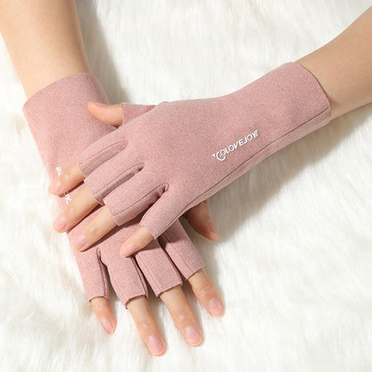 Winter Gloves Fingerless Fleece Lengthened Velvet Windproof Warm Gloves