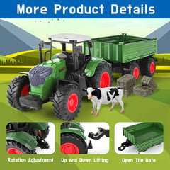 Big Tractor Toy Farm Animals Set with Truck and Trailer, Fence, Farmer, Tools