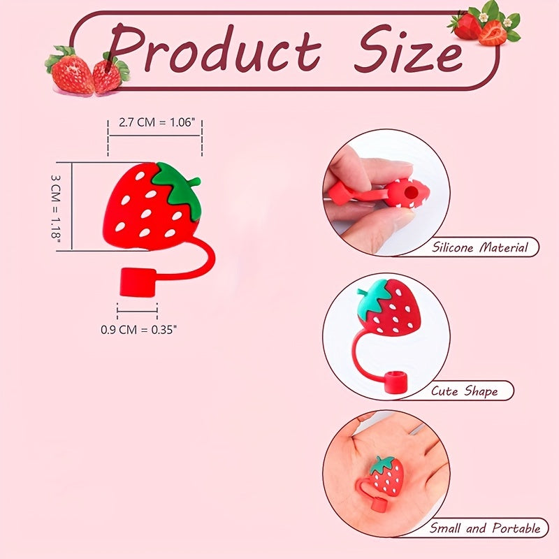 6pcs Silicone Straw Tips Covers- Flower & Fruit Shapes for Drinking