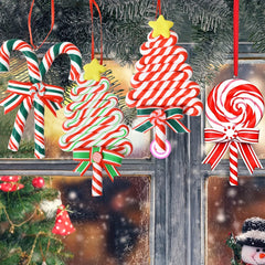 Christmas Lollipop Ornaments Set, Polymer Clay Candy Cane Hanging Decor