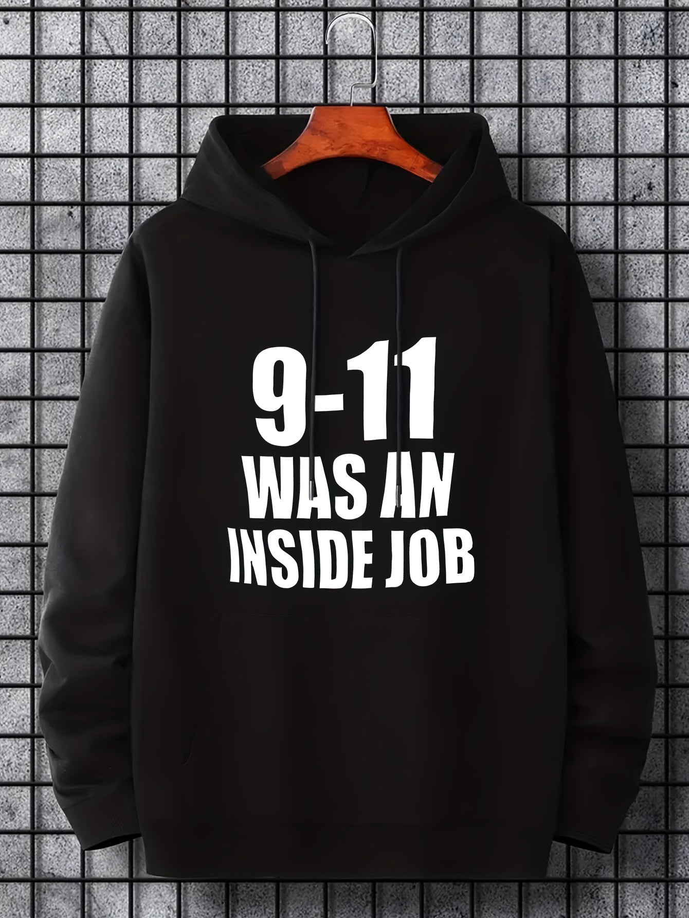 Men's Letter Print Hoodie Drawstring Hooded Sweatshirt