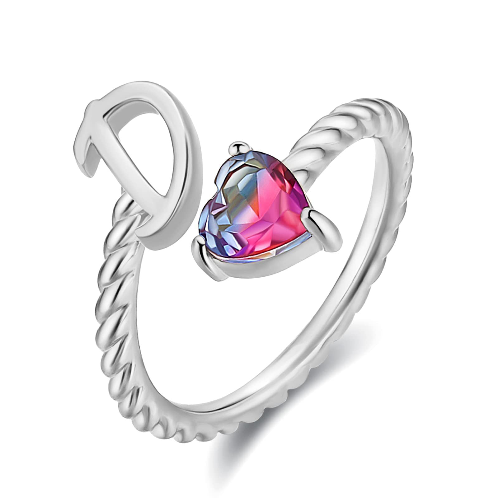 Adjustable Initial Letter Ring Zircon Rings For Women