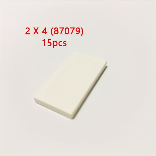 15pcs Building Blocks Set 2x4 Low Wall Flat Bricks Mixed Colors ABS Material