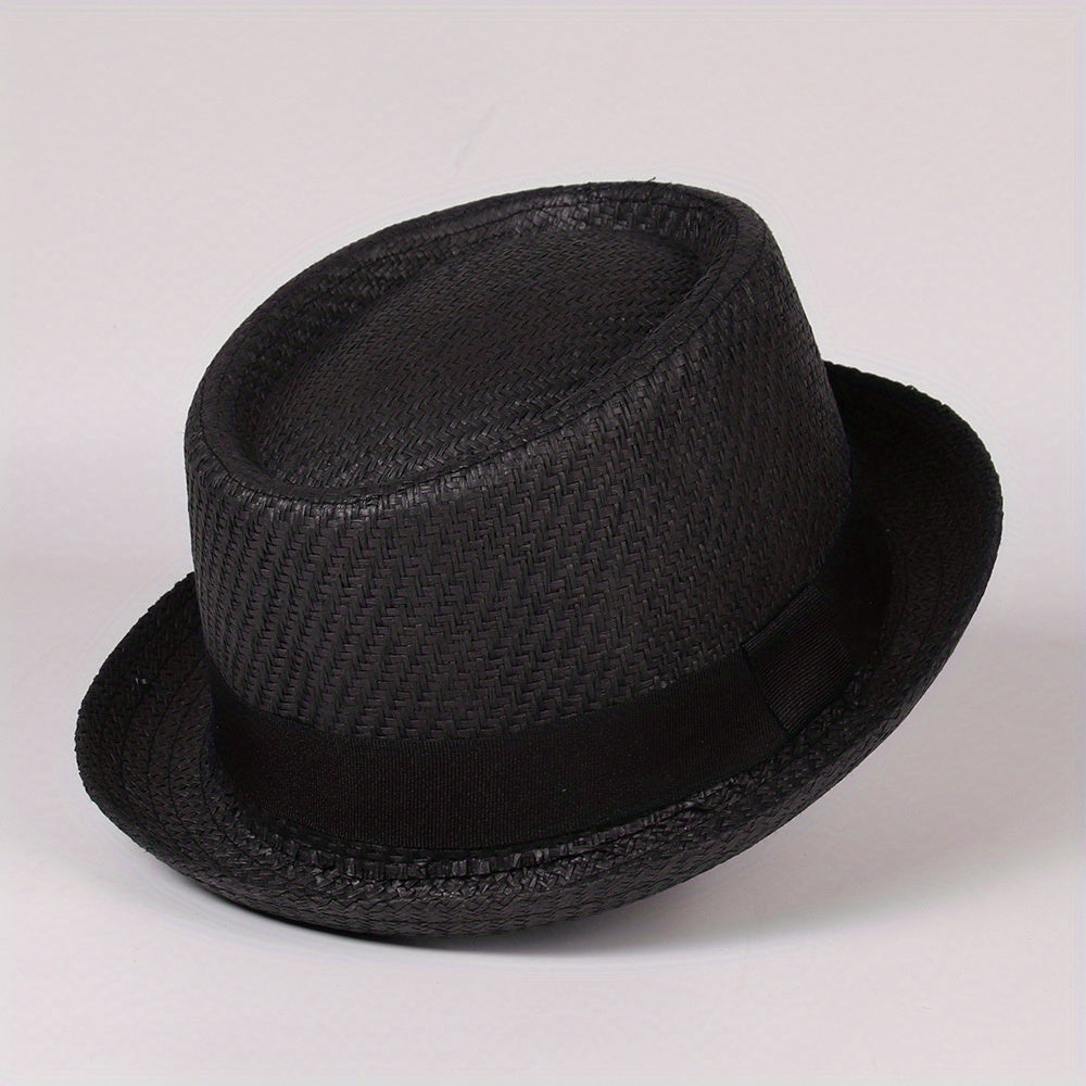 Casual Sunshade Straw Hat With Band for Outdoor Travel Seaside Unisex