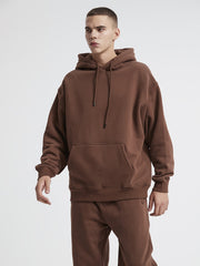Men's Coffee Hoodie Casual Polyester & Cotton Hooded Sweatshirt