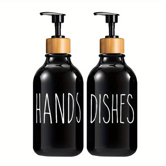 2pcs Refillable Plastic Soap Dispenser Bathroom Kitchen Liquid Storage Container