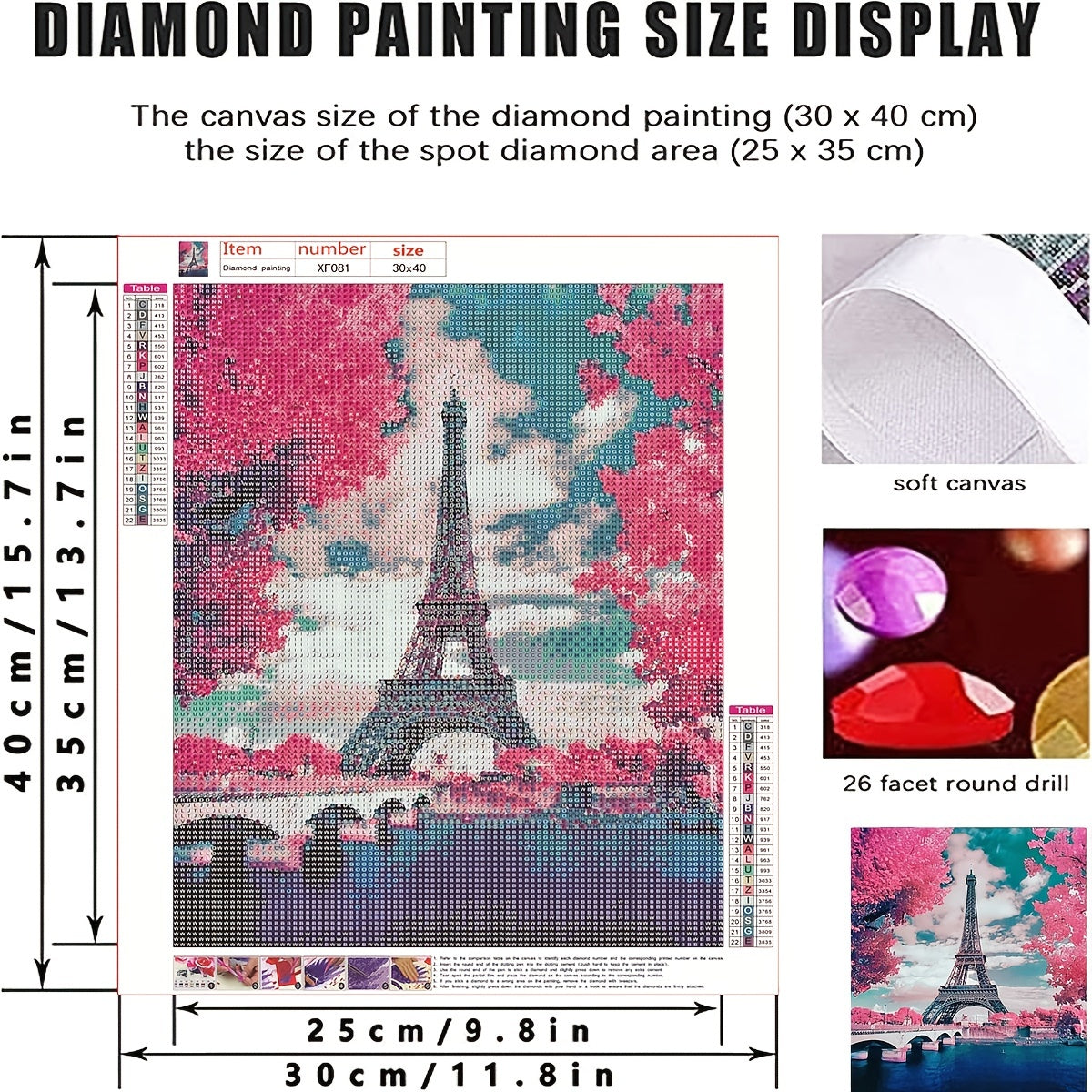 DIY 5D Diamond Painting Kit Iron Tower Home Wall Decor Gift