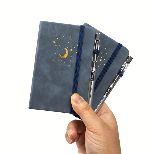 Pocket Notebook Journals 2 Pack 9 X 14 100gsm 156 Pages Moon And Stars