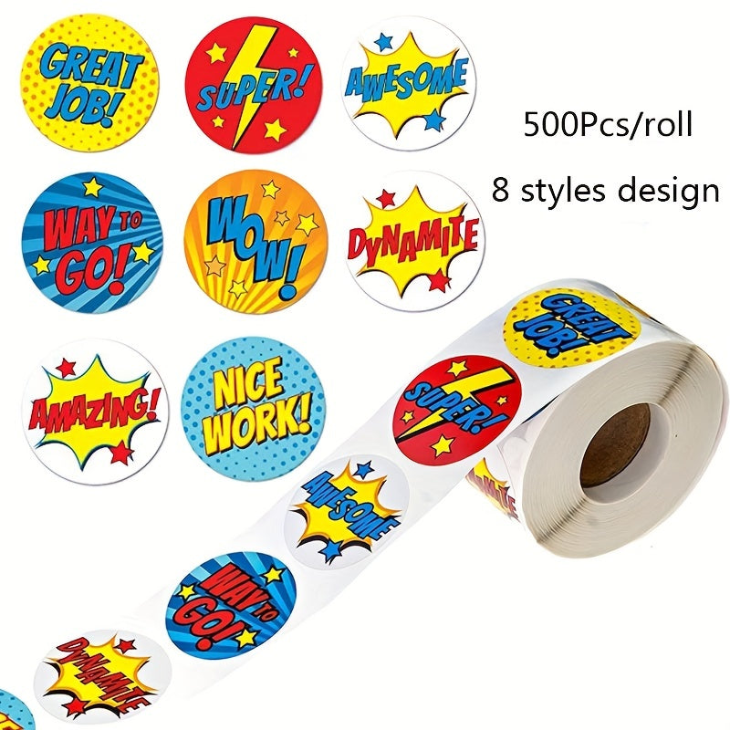 500 Sheets Roll Sticker Labels Incentive Reward Stickers Office Supplies