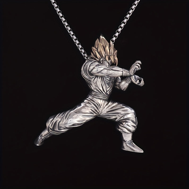 Yellow Hair Kung Fu Man Pendant Necklace For Men Kids Anime Exhibition