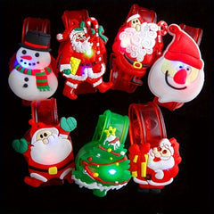 Christmas Luminous Watch Set with LED Glitter Wristband Soft Rubber Silicone Bra