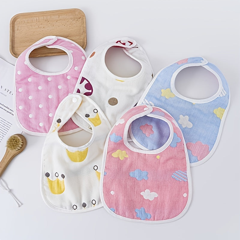 U-Shaped Petal Bib 6-Layer Cotton Gauze Cartoon Baby Bib