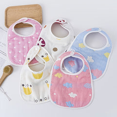 U-Shaped Petal Bib 6-Layer Cotton Gauze Cartoon Baby Bib