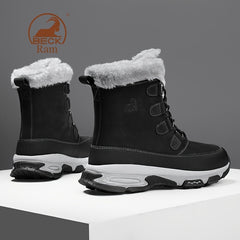 Men's High Top Warm Fleece Waterproof Anti skid Lace Up Boots