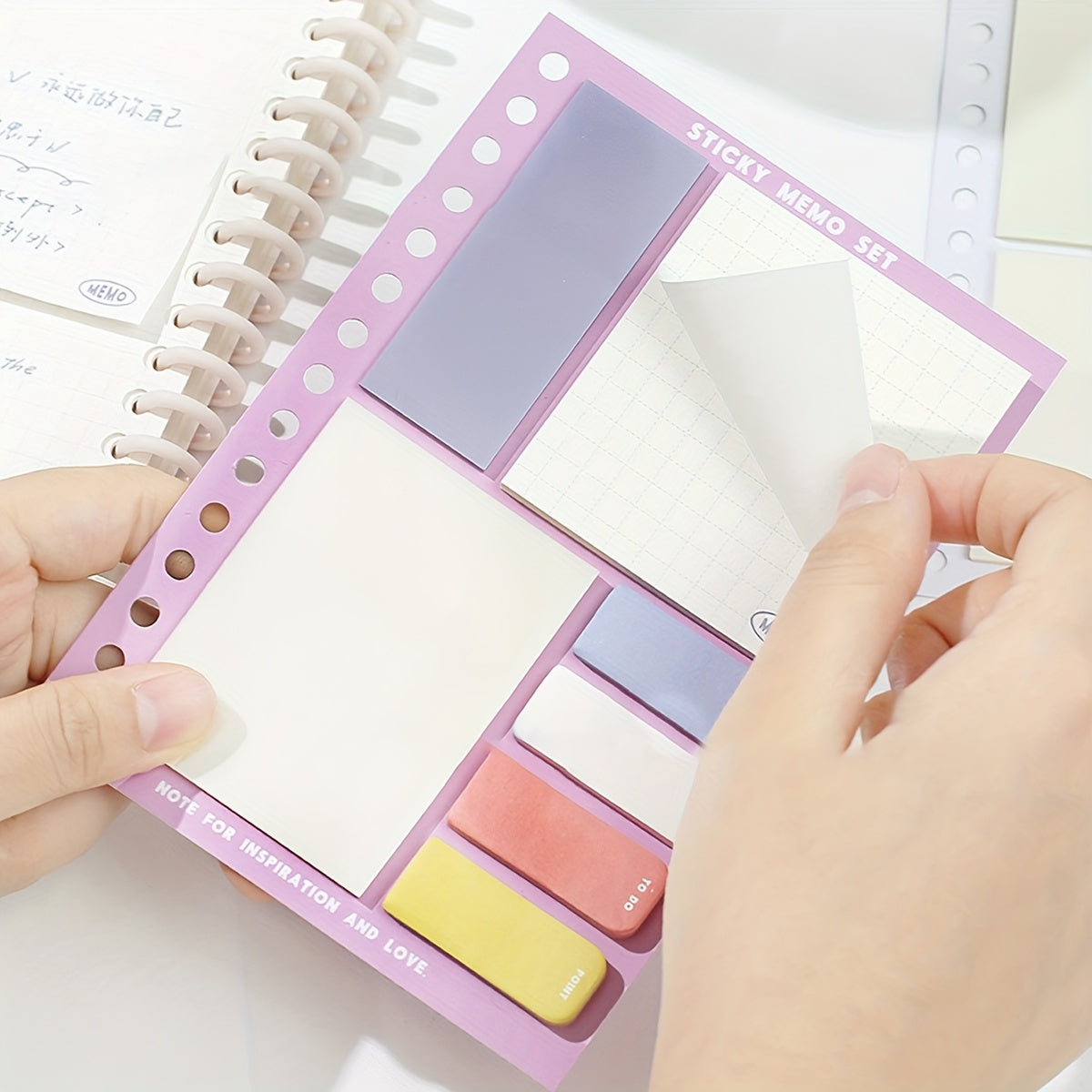 Four Sizes Checkered Sticky Notes 210 Sheets