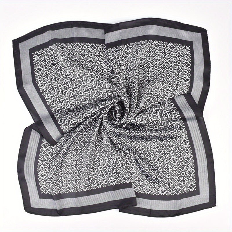 Geometric Floral Bandana Silk Scarf Solid Satin Shawl Neckerchief