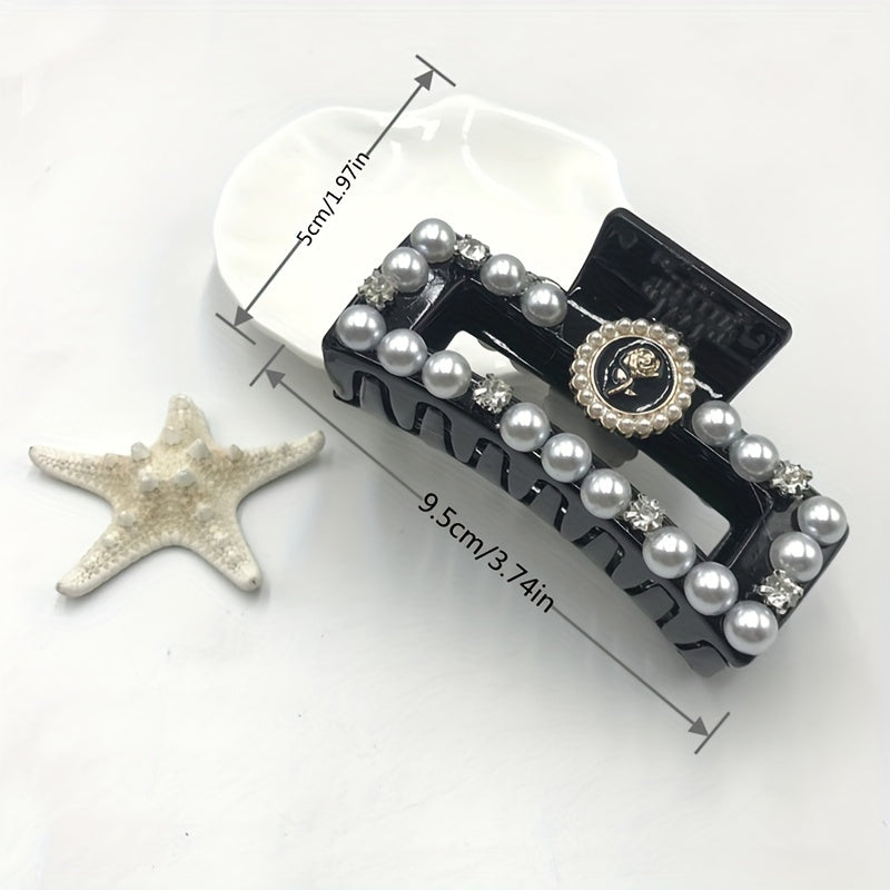 Camellia Flower Hair Claw Clip Acrylic Banana Clip Faux Pearl Jaw Clamp