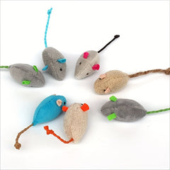 7pcs Interactive Pet Mouse Cat Teaser Toy - Cat and Dog Supplies