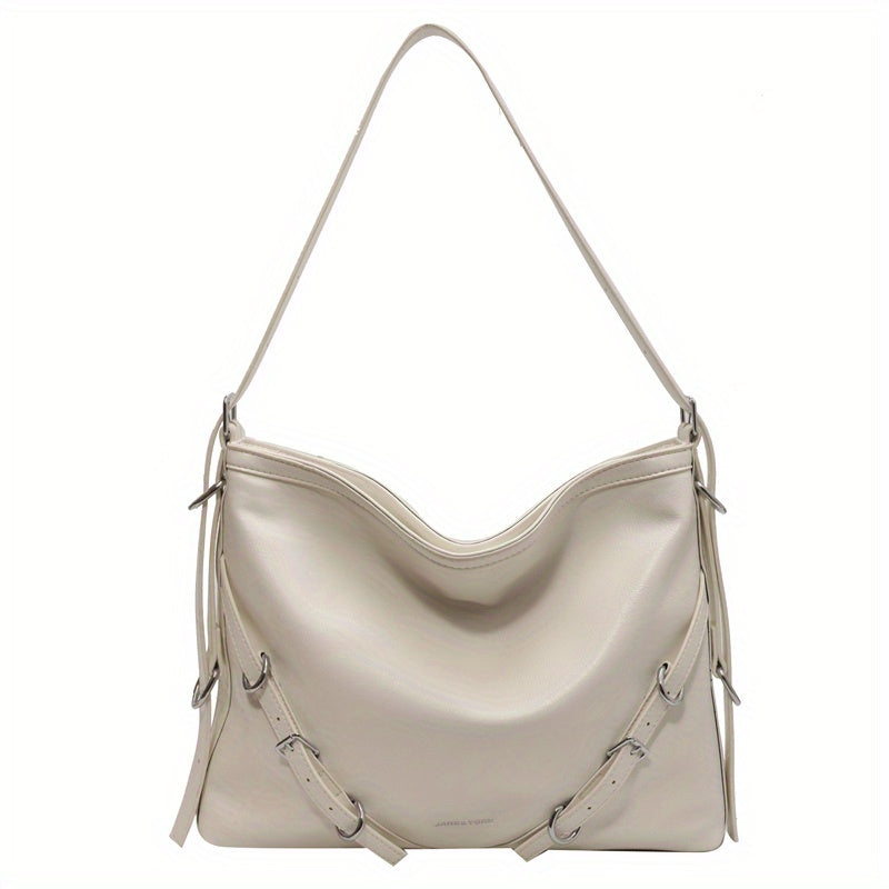 Large Capacity Casual Tote Bag Faux Leather Hobo Bag Women's