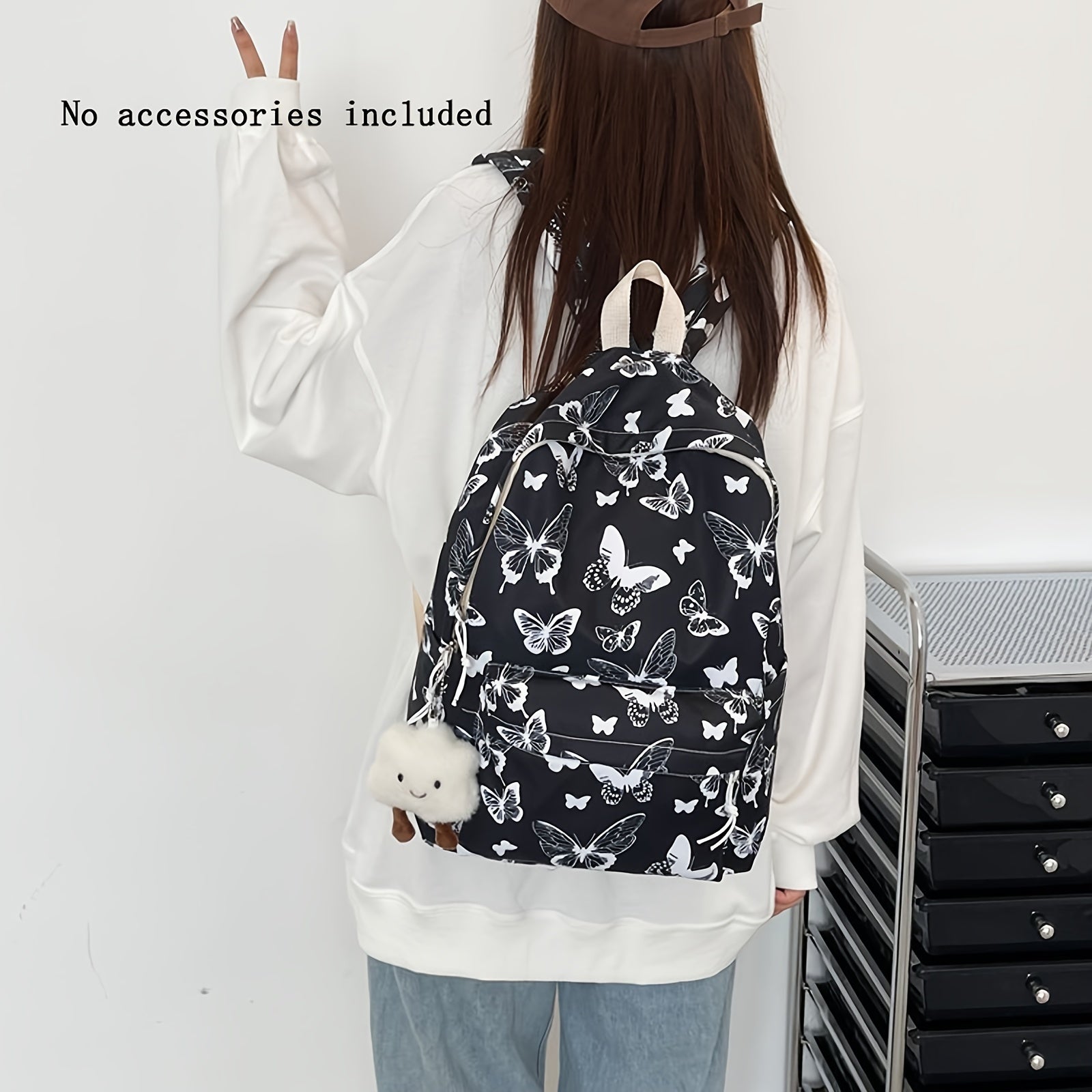 Floral Butterfly Backpack Spacious Pocket Durable School Bag